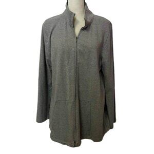 2/$30 Pure Jill Gray Pima Cotton Zip Up Oversized Jacket Size Large #2262